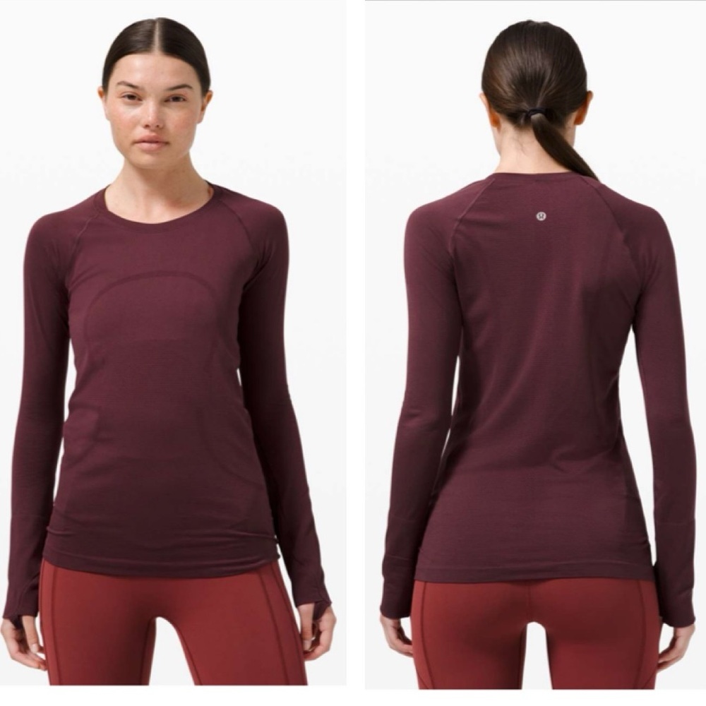 Lululemon Swiftly Tech Long Sleeve 2.0 Stretch Mesh Top Hip Long Burgundy 8 2021